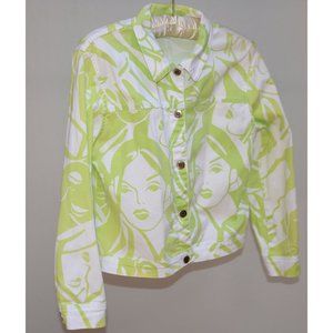 Lime Green and White Jean Jacket